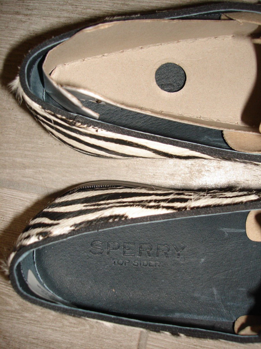 Sperry zebra-striped Leather Fur Slip On Loafers Shoes STS18365 Men\'s Size 11 NEW Men main image 2