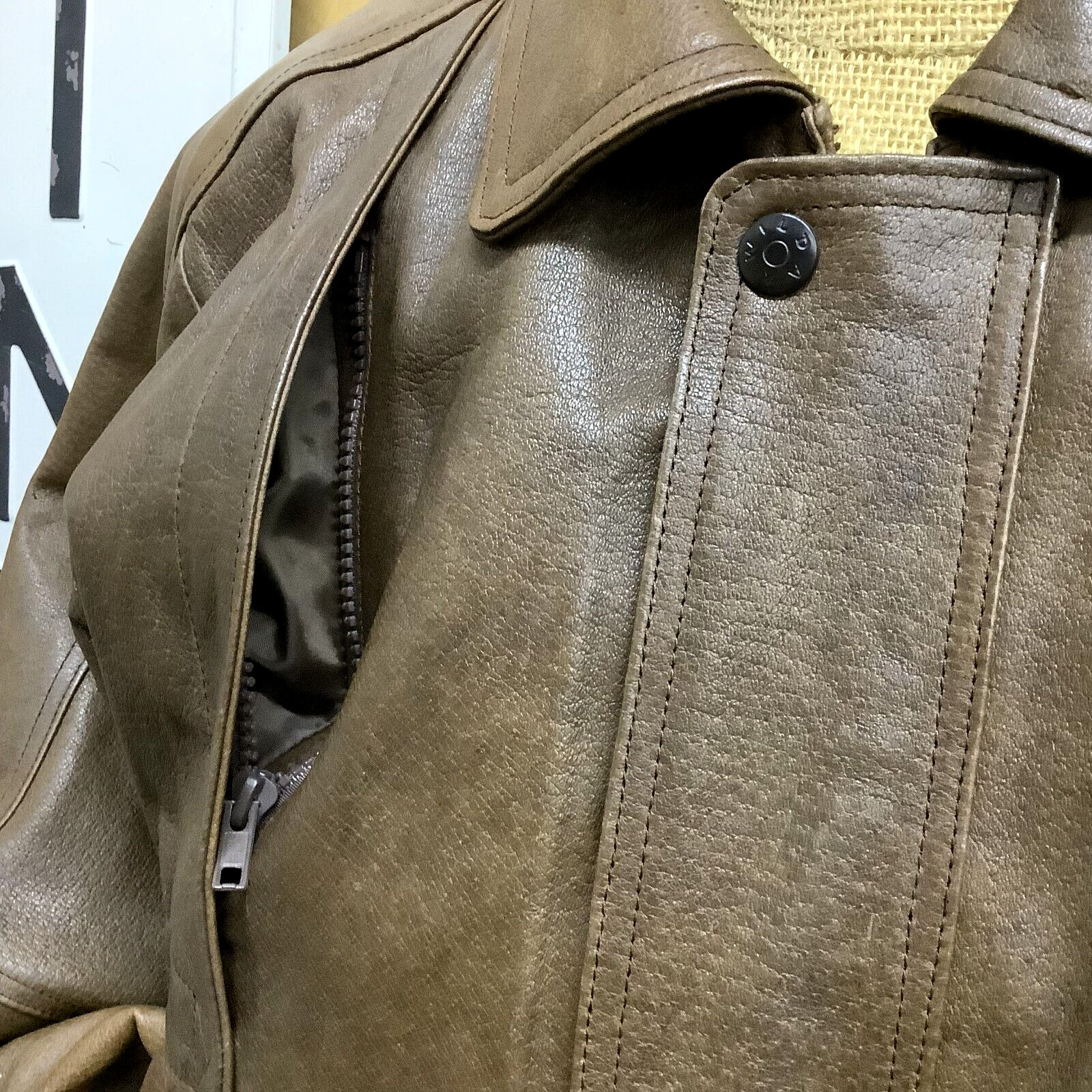 Wilda USA Brown Leather Jacket ZipOut Sherpa Liner… Gem