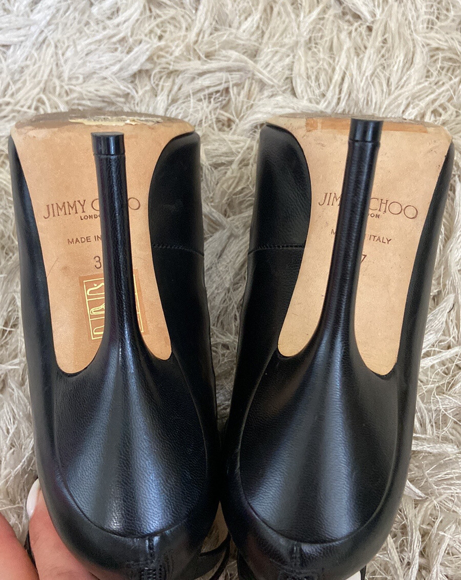 Jimmy Choo Freeze Rare Black Leather Pointed Toe Stra… Gem