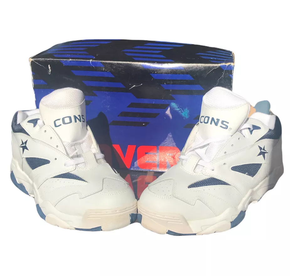 Rare Converse CONS White Blue Men 12M Athletic Basketball Sneaker Vintage New DS