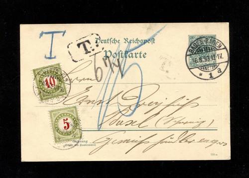 Dt. Ricca 1893 - Ga 5 Pf. " Baden - Baden " Switzerland (#7623)