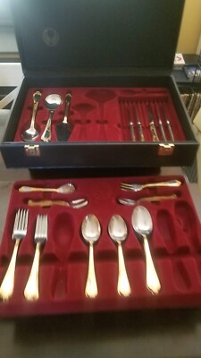 Table Charm Holland Edelstah Stainless TFC2 47pc Bordeaux w/Gold Accents 1995/96