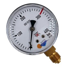HTD Manometer für Sauerstoff/Druckluft Kl.1.6 D63mm Stahlgehäuse bis 400 bar