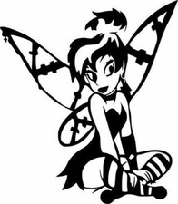 Tinkerbell Fairy Punk Rock Wall Car Truck Window Vinyl Sticker Decal 5.2" x 6"