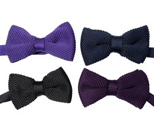 4 knitted bow ties set of four NEW Purple Blue Black Plum bundle A