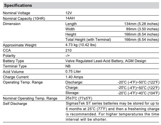 Honda 500CC GL500, I Silver Wing, 1981-1982 Replacement Battery (210CCA) Foto 3 de 4