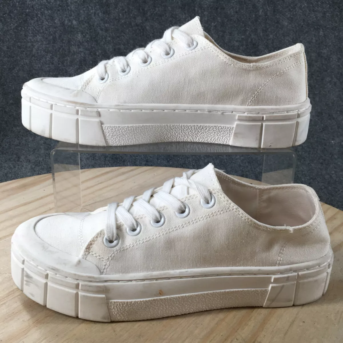Platform white canvas clearance shoes