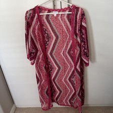LulaRoe Womens Floral Kimono Shades of Pinks White