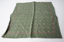 Isaia Olive Green Black Pink Polka Dot Floral Reversible Pocket Square Italy New