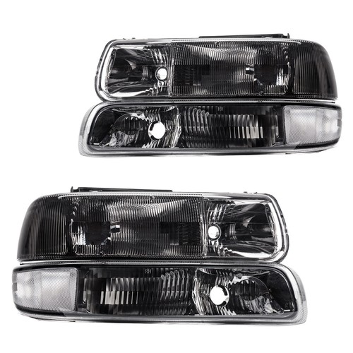 Headlights+Bumper Clear Reflector For 1999-2002 Chevy Silverado Smoke DOT+SAE - Picture 3 of 12