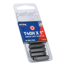 18824-5 Tamper Torx Insert Bit T40H x 1" 5-Pack