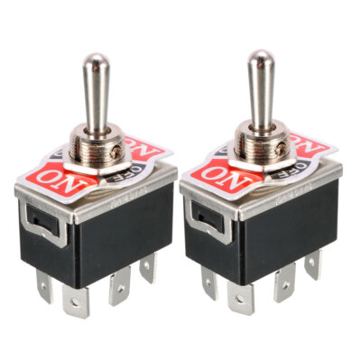 2Pcs DPDT 3 Position EIN/AUS/EIN Momentan 6 Klemmen Kippschalter Kipptaster