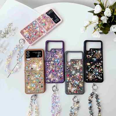 For Samsung Z Flip 6 5 4 3 Bling Glitter Diamond Shockproof Hard Slim Phone Case