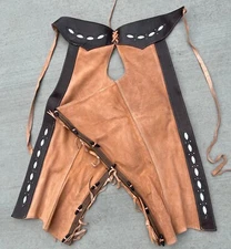 Saddle Horse Western Leather Chaps, Chaparreras Charras De Cuero Size 36