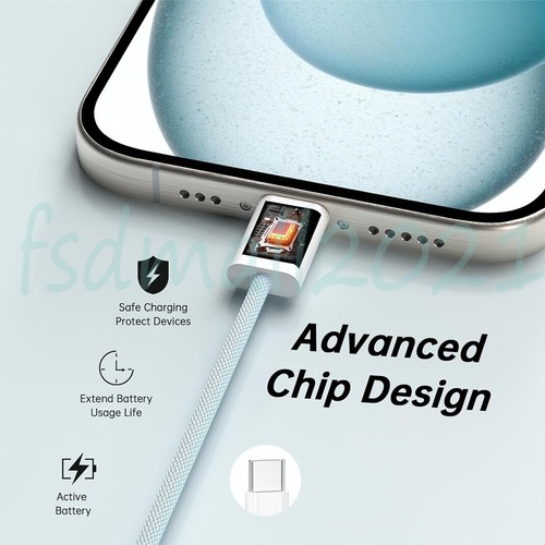 2X 2M Braided USB C to Type C Cable Quick Charging For iPhone 15 16 Pro Max Plus - Zdjęcie 2 z 10