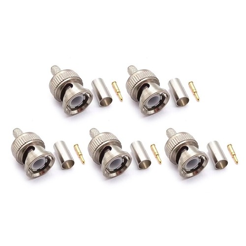 5 Pack/10 Pack BNC Male Crimp Connector 50Ohm Connector for RG58 Coax Cable - Picture 6 of 10