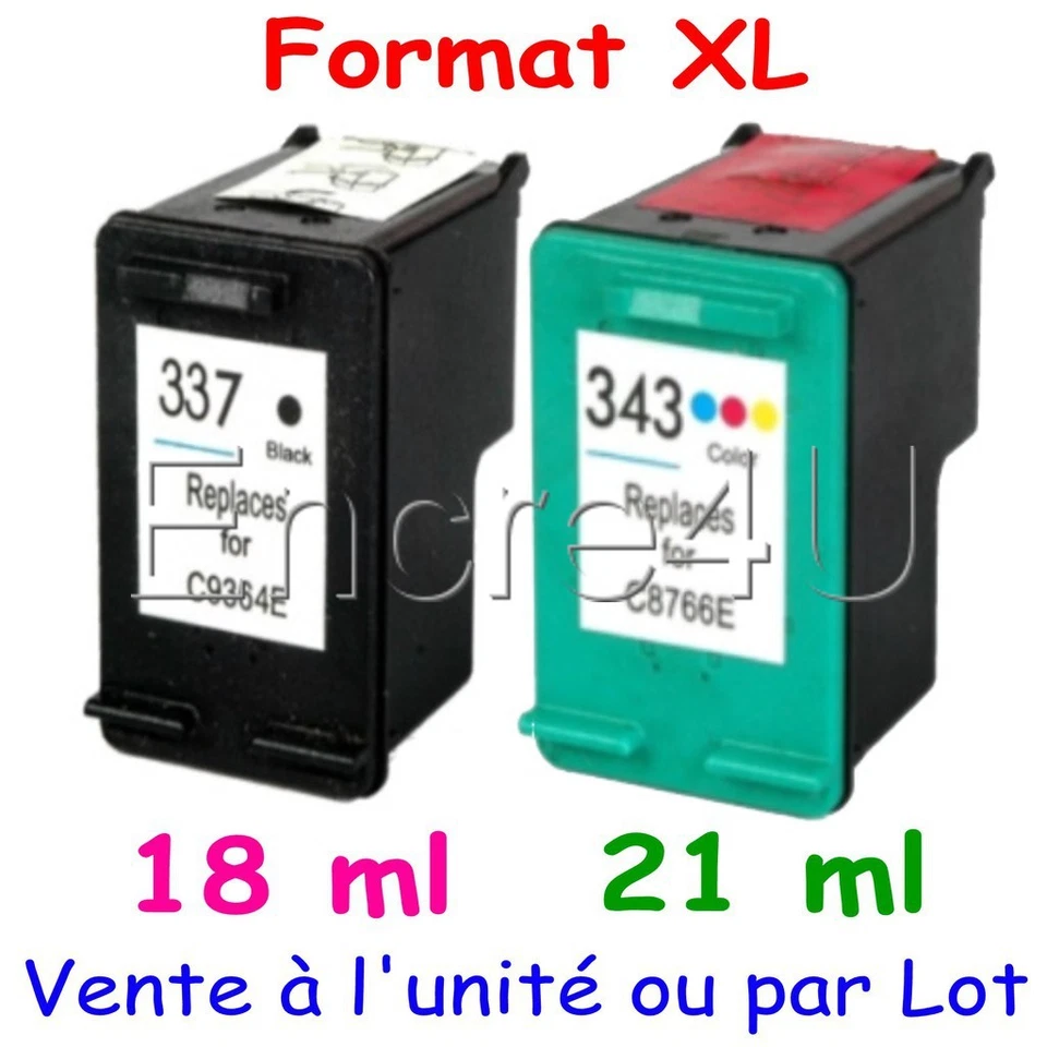 ENCRE4U Cartouches d'encre compatibles avec HP Photosmart C4180 ( HP 337 XL HP 343 XL )