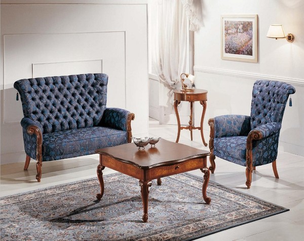 Italienische Sofagarnitur Sofa 2Xsessel Couchtisch Beistelltisch 4Tlg Luxus Set-image