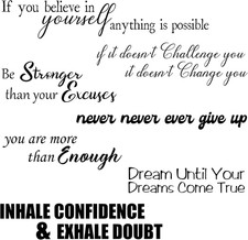 7 Pcs Inspirational Vinyl Wall Decals Motivational Quotes Peel and Stick Removab