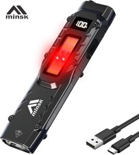 US Stock 1500LM EDC Tactical Flashlight USB C Rechargeable with Clip