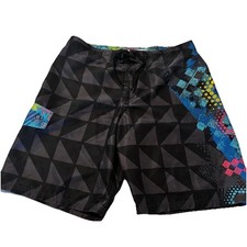 Vintage OP Ocean Pacific Swim Trunks Board Shorts Size 36 Geometric Print 90s