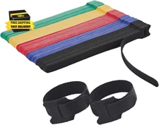 100 PCS Reusable Cable Ties with Hook and Loop, Multi-Purpose Adjustable 8 Inch