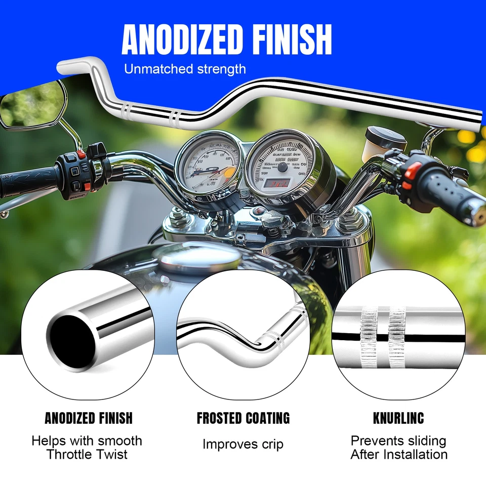 For Honda VTX 1800 N VTX1800C VTX1300C Drag Bars Handlebars 1" 25mm Chrome - Image 4 of 4