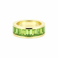 43.3 Ct. Emerald Cut Green Peridot 18k Yellow Gold Vermeil Ring In 925 Silver