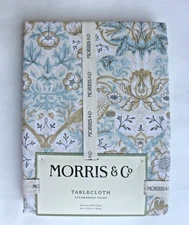 William Morris & Co Strawberry Thief Floral TABLECLOTH 60" x 102" Blue Beige