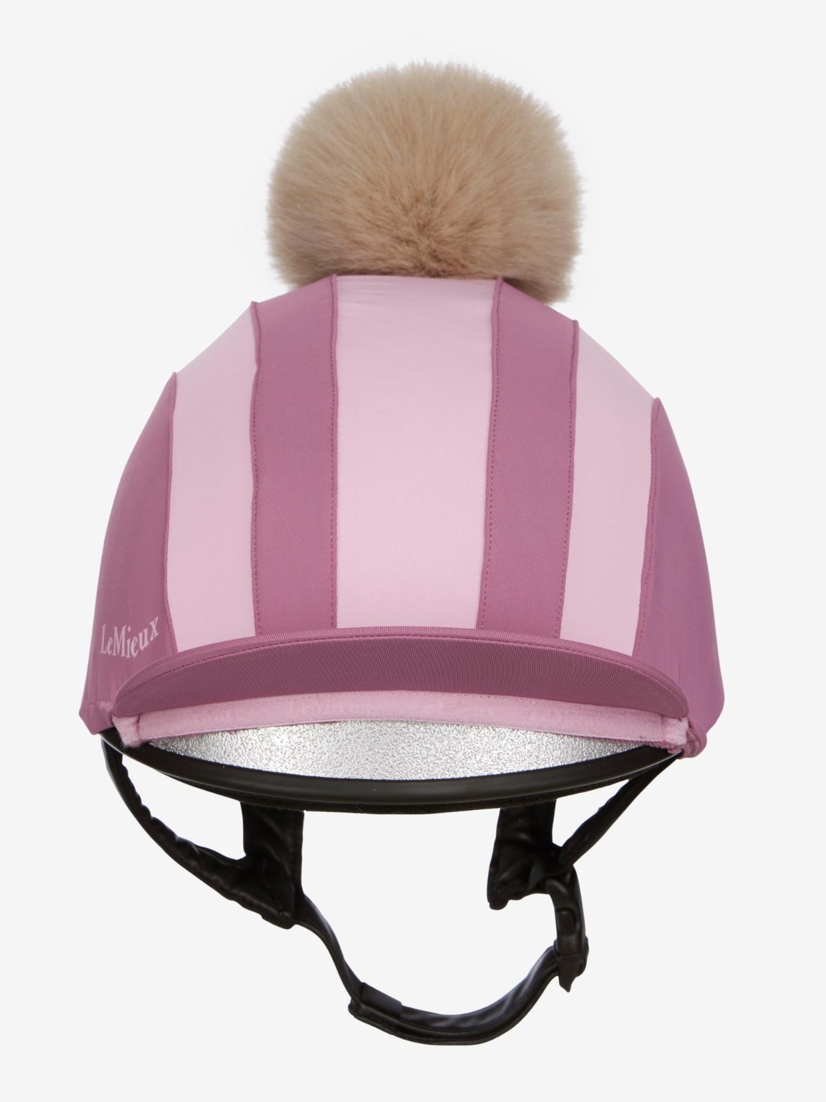 LeMieux Tempo Hat Silk Mallow | Stripes Elastic One Size SP26 Faux Fur Pompom