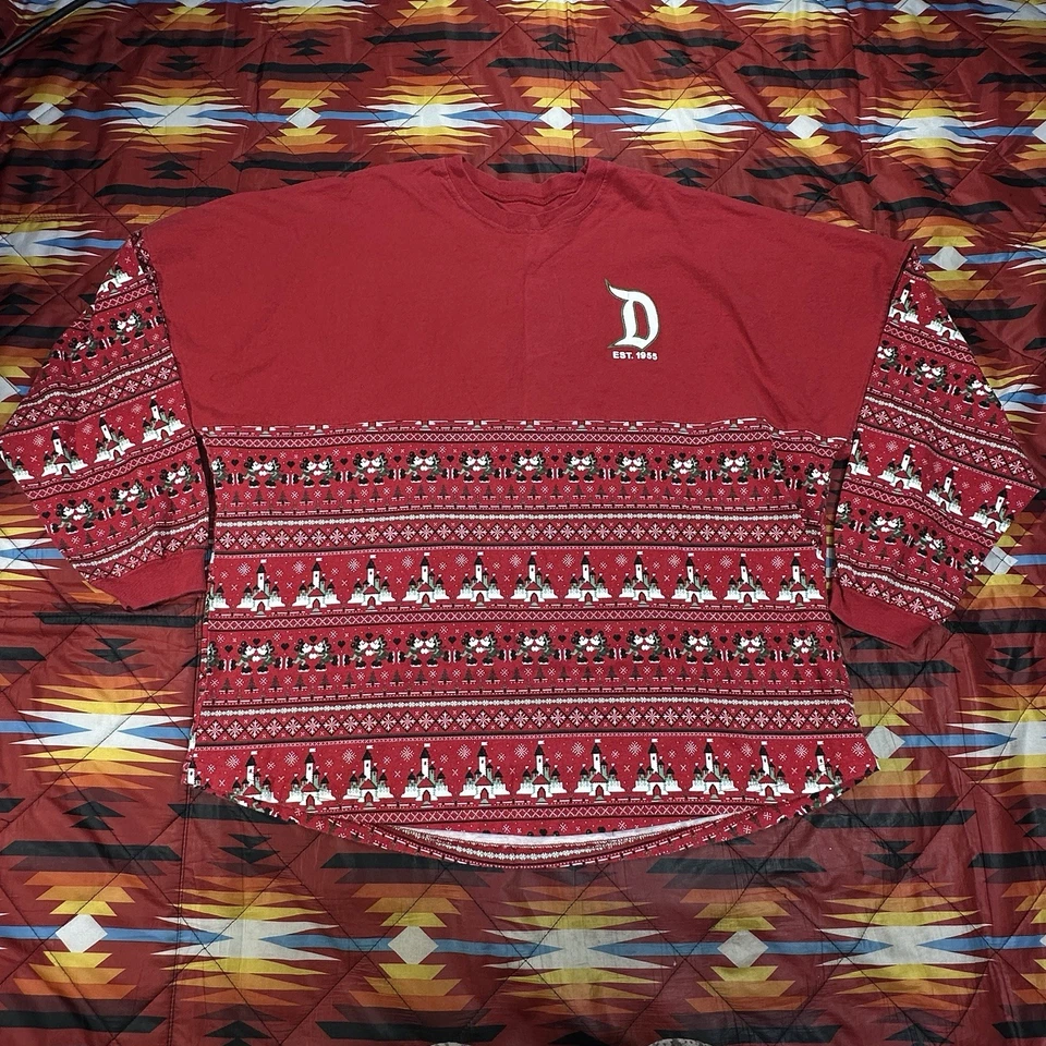 Disneyland Resort Christmas Spirit Jersey 2XL Red Mickey Minnie Castle Holiday - Image 3 of 4