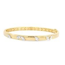 0.85ct Pear & Marquise VS-GH Lab Grown Diamond 18k Yellow Gold Bangle Bracelet