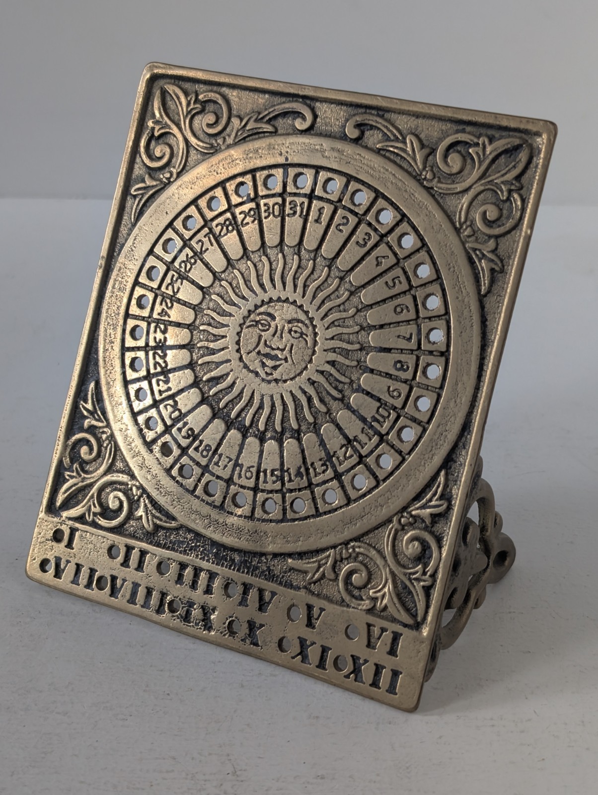 Vintage Solid Brass Table Perpetual Calendar 12x1… - image 1