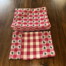 Christmas Holy Red Gingham Park Imports 35” Table Runner And 6 Placemats