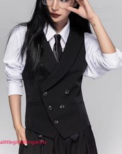 Chaleco Traje Negro Para Hombre y Mujer Ajustado Cuello en V Chaleco Chalecos Oficina Negocios