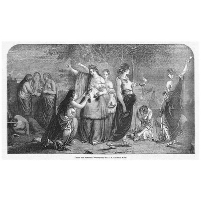 JAMES ECKFORD LAUDER Die zehn Jungfrauen - antiker Druck 1854