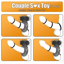 5Pcs Vibrating Cock Ring Sex Toys Penis Sleeve, Penis Rings Cockring Clitoral Vi