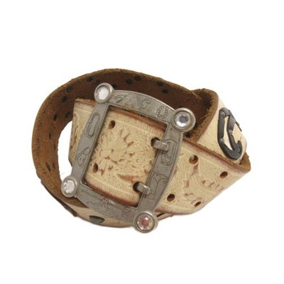 Htc Hollywood Trading Company Belt Studded Leather 85/34 White