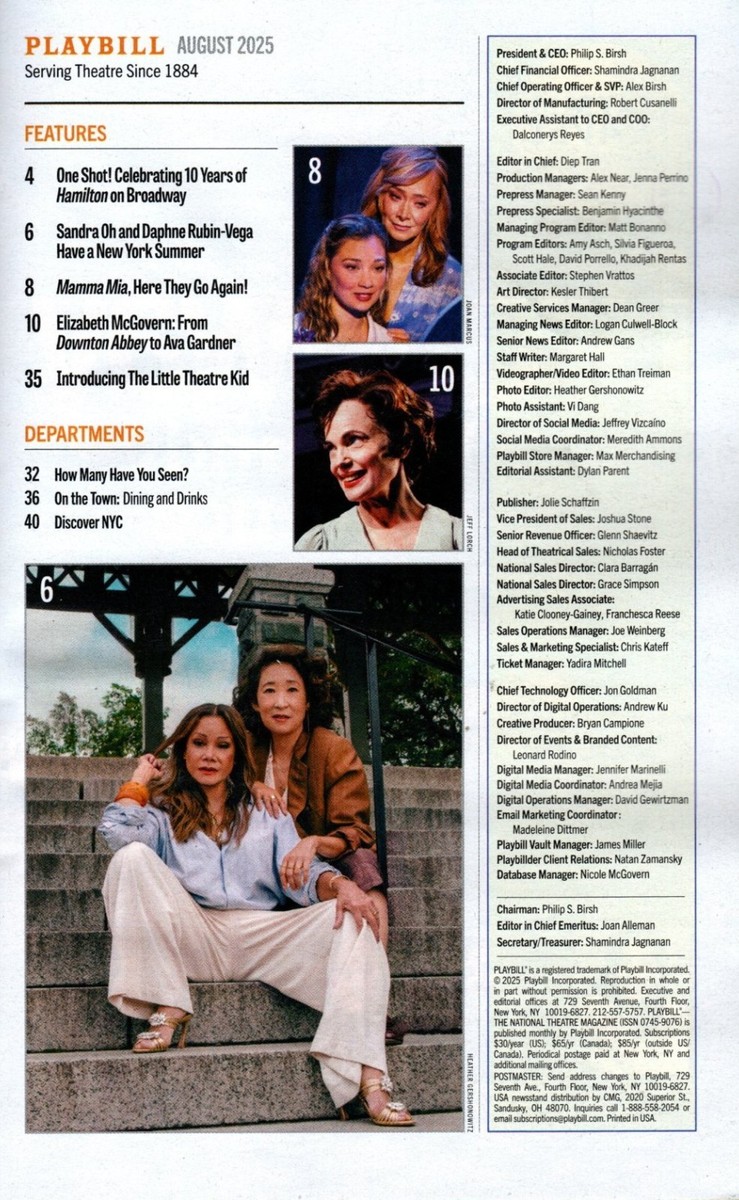 Playbill &Juliet August 2025 Gianna, James Monroe Iglehart