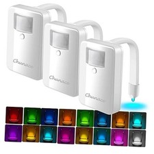 3 Pack Motion Detection LED Bathroom Night Lights - 16 Colors - LED