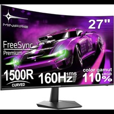 Minifire 27 Inch Curved Gaming Monitor 160Hz, FHD 1920x1080, PC Screen