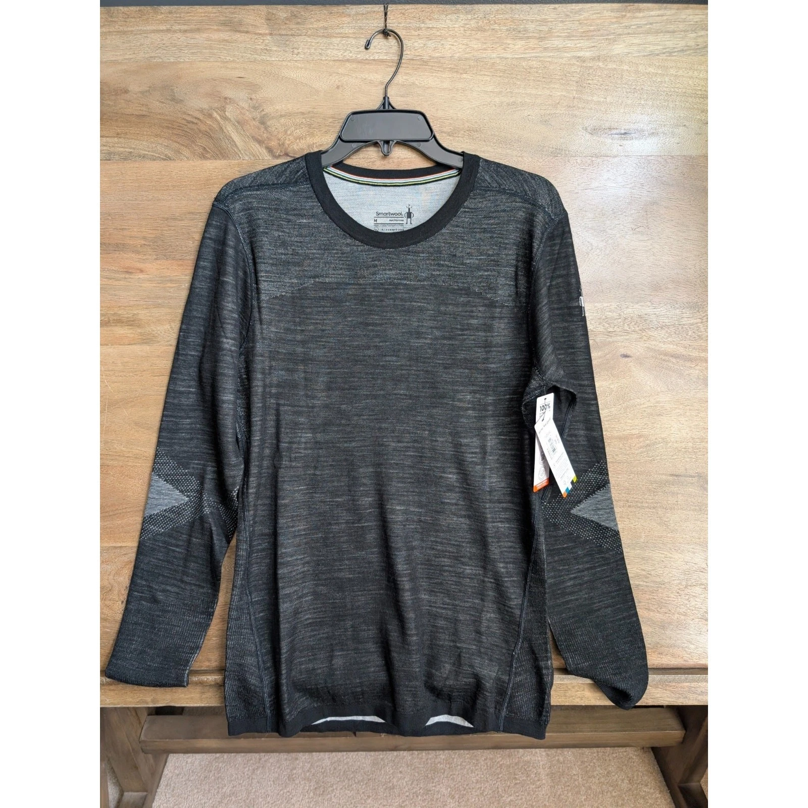 SmartWool Base Layer Shirt Mens Medium Black Intraknit Merino 200 Crew Neck Tee