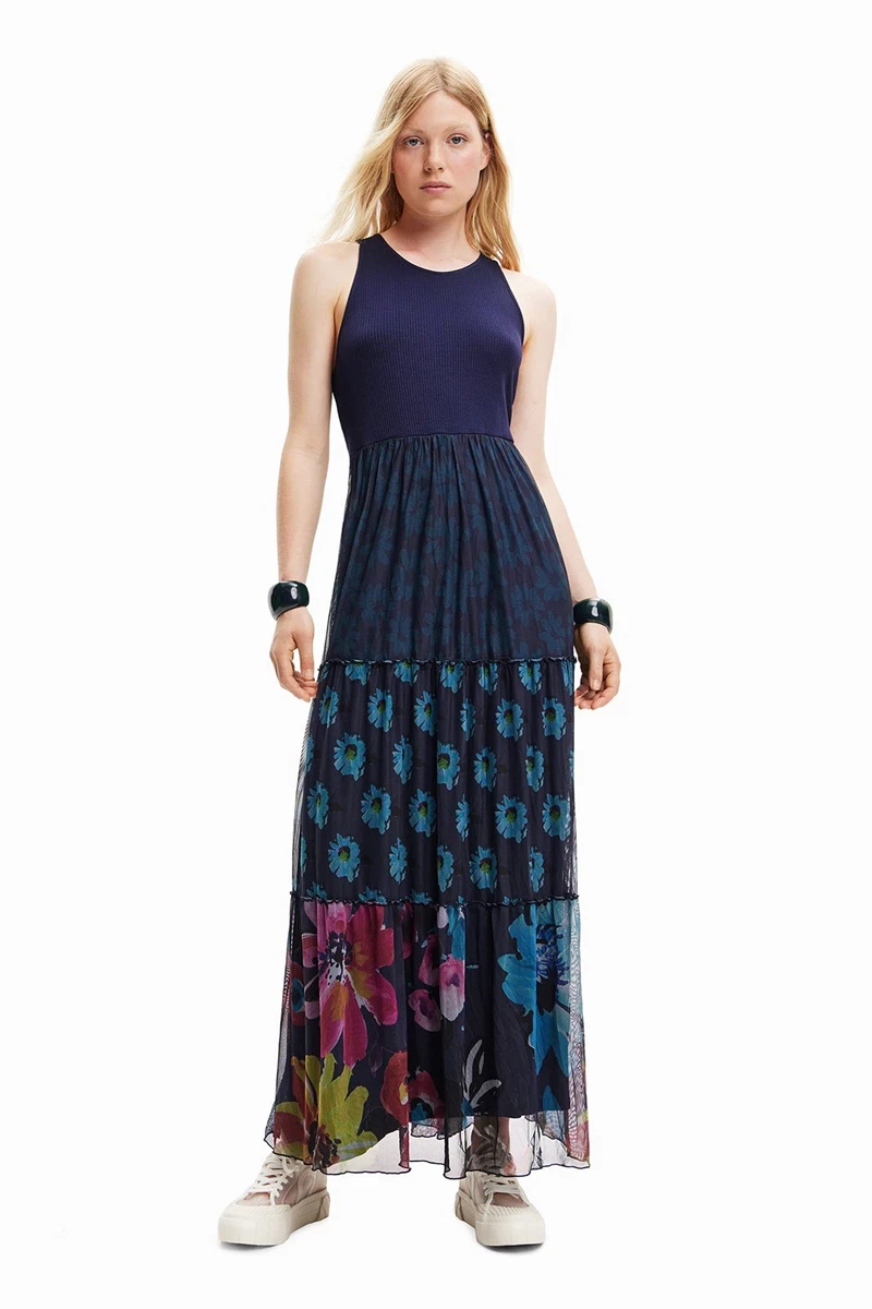 Robe Desigual Bodycon Maxi – Taille L, Imprimé, Broderie