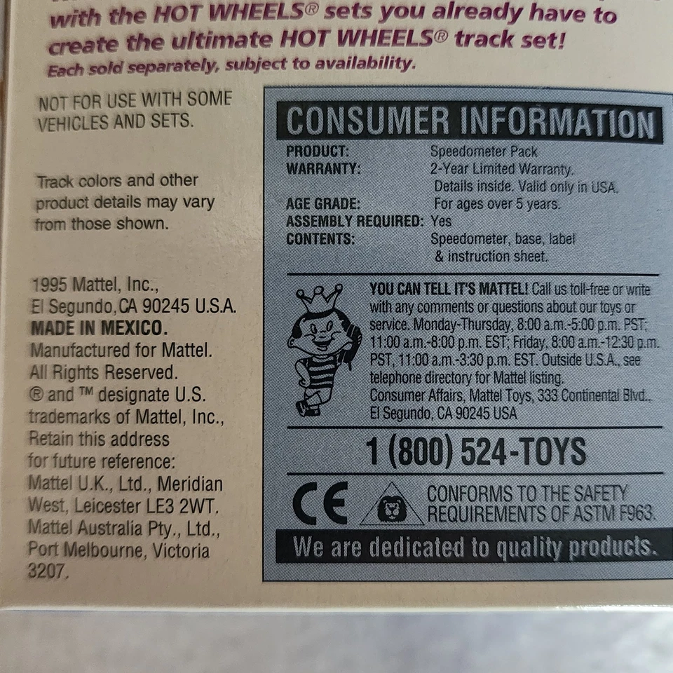 VINTAGE 1995 HOT WHEELS TRACK SYSTEM SPEEDOMETER PACK MATTEL NEW Sealed - Image 3 of 4