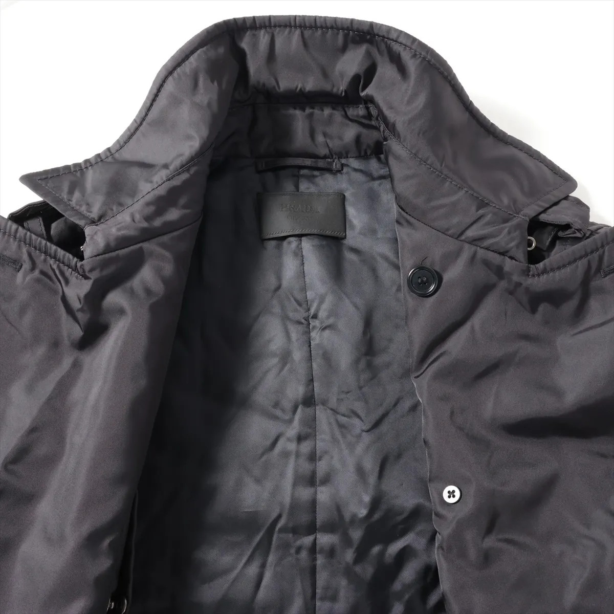 Prada 14 years Nylon Trench Coat 52 Men's Black  UGW604 detachable belt thumbnail 4