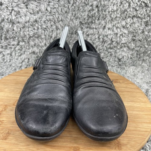 Clarks Everlay Heidi Dark Black Leather Comfort Slip On Loafers Shoes Womens 8.5 - Picture 7 of 9