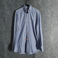 Peter Millar Button Down Long Sleeve Dress Shirt Men's Large Plaid Check Cotton