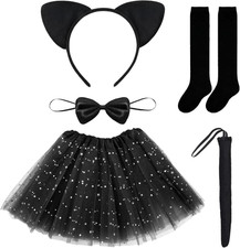 Katzen Kostüm Mädchen Accessoire,Faschingskostüme,mit Katzenohren Haarreif + Kat