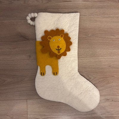 Handgefilzte Wolle Kinder Weihnachtsstrumpf - doppelseitig Löwe Arcadia Home