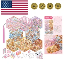 DIY 3D House Stickers, 8 Sets Fun DIY Stickers Scene Make Your Own Mini House...